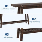 Mesa de entrada de madera de 71 pulgadas con almacenamiento, mesa consola estrecha de 2 niveles estilo rústico, para sala de estar, pasillo, entrada, detrás del sofá, fácil montaje