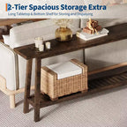 Mesa de entrada de madera de 71 pulgadas con almacenamiento, mesa consola estrecha de 2 niveles estilo rústico, para sala de estar, pasillo, entrada, detrás del sofá, fácil montaje