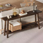 Mesa de entrada de madera de 71 pulgadas con almacenamiento, mesa consola estrecha de 2 niveles estilo rústico, para sala de estar, pasillo, entrada, detrás del sofá, fácil montaje