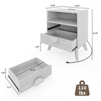 Mesita de noche estriada moderna, Mesita de noche de madera, Mesa auxiliar, Cajones y estante de almacenamiento para sala de estar y dormitorio
