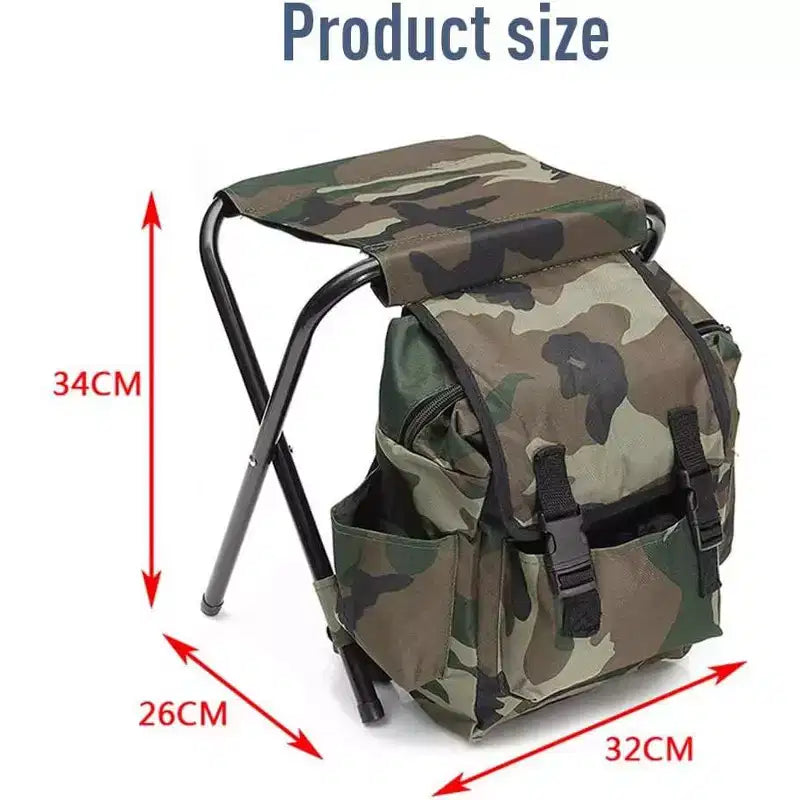 Silla Plegable Portátil tipo Mochila para Montañismo y Pesca, Taburete de Tela Oxford con Carga Máxima de 100 kg para Camping, Senderismo y Viajes