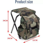 Silla Plegable Portátil tipo Mochila para Montañismo y Pesca, Taburete de Tela Oxford con Carga Máxima de 100 kg para Camping, Senderismo y Viajes