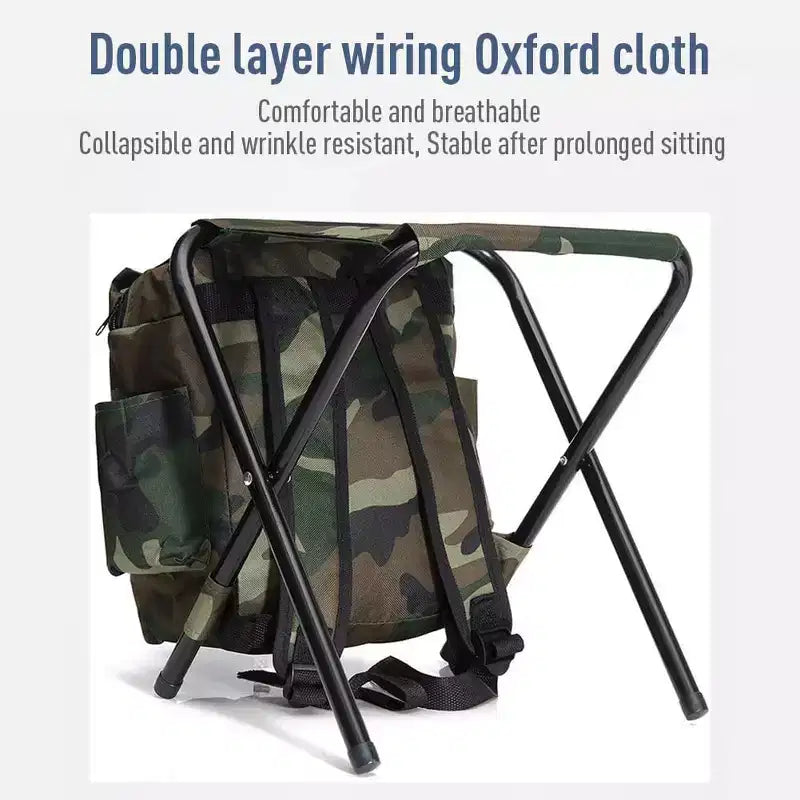 Silla Plegable Portátil tipo Mochila para Montañismo y Pesca, Taburete de Tela Oxford con Carga Máxima de 100 kg para Camping, Senderismo y Viajes