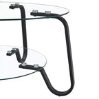 Mesa de centro retro minimalista con estructura de metal y doble capa de vidrio templado, tamaño 31.5x31.5x17.7 pulgadas