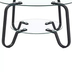 Mesa de centro retro minimalista con estructura de metal y doble capa de vidrio templado, tamaño 31.5x31.5x17.7 pulgadas