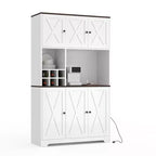71 Inch Tall White Kitchen Pantry Cabinet, Modern Farmhouse Kitchen Hutch Storage Cabinet, Freestanding Coffee Bar Station with Storage