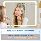 Tocador de maquillaje LED de 31.5 pulgadas con espejo y 2 cajones para almacenamiento y organización de dormitorio