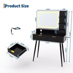 Tocador de maquillaje LED de 31.5 pulgadas con espejo y 2 cajones para almacenamiento y organización de dormitorio
