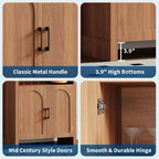 Mueble archivador alto arqueado de 180 cm con estantes abiertos y puertas, estantería moderna de 5 niveles para comedor, cocina o sala de estar - Marrón