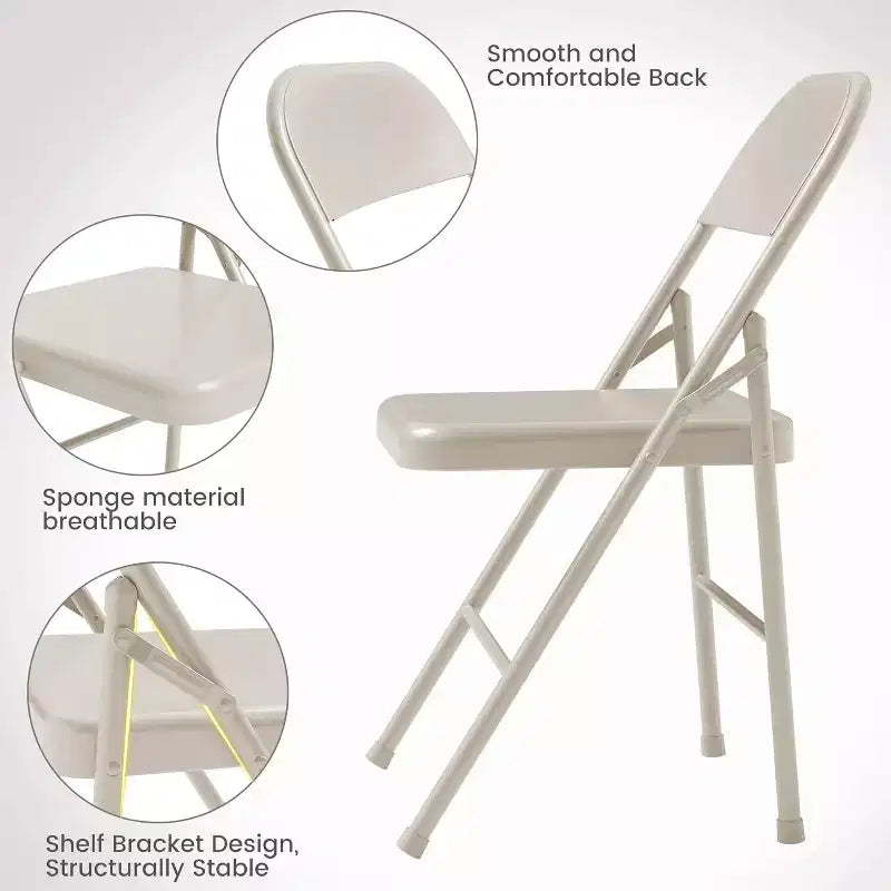 Juego de 8 sillas plegables de acero con respaldo, juego de sillas de comedor plegables de metal resistente, capacidad de 158 kg, apto para interior y exterior