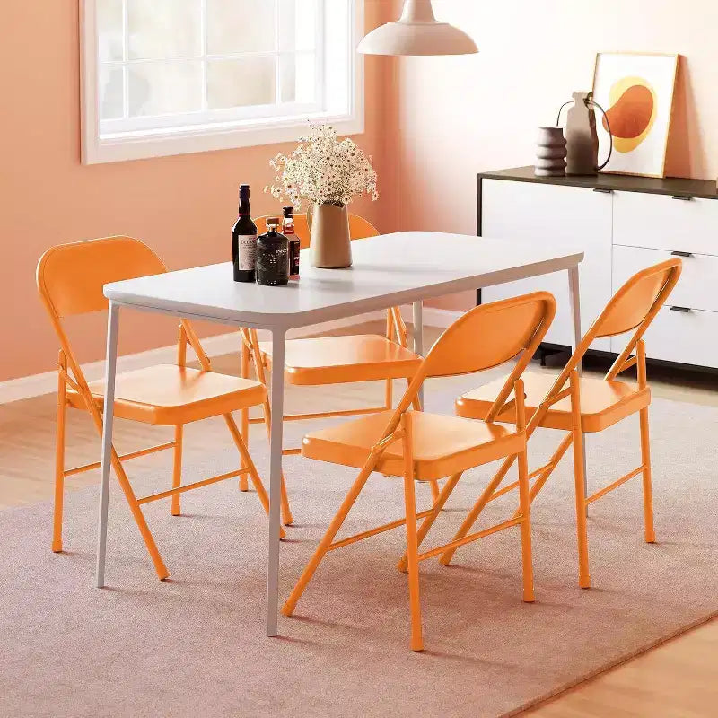 Juego de 8 sillas plegables de acero con respaldo, juego de sillas de comedor plegables de metal resistente, capacidad de 158 kg, apto para interior y exterior