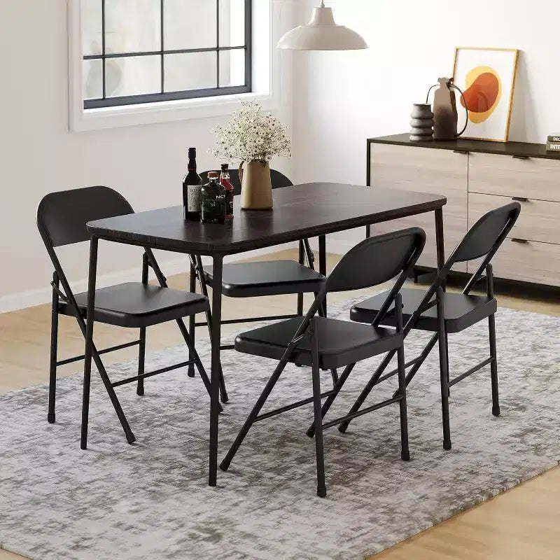 Juego de 8 sillas plegables de acero con respaldo, juego de sillas de comedor plegables de metal resistente, capacidad de 158 kg, apto para interior y exterior