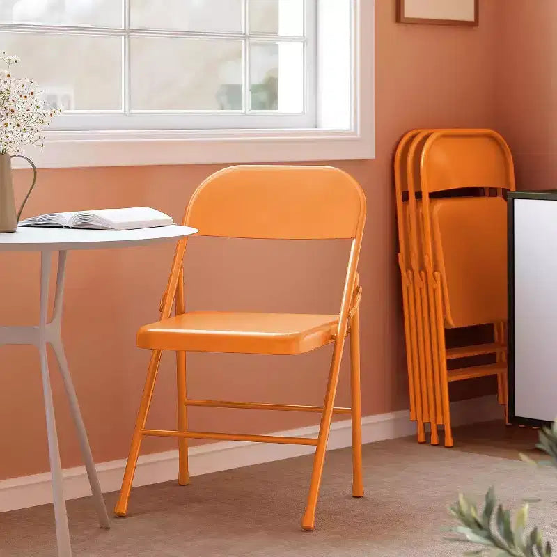 Juego de 8 sillas plegables de acero con respaldo, juego de sillas de comedor plegables de metal resistente, capacidad de 158 kg, apto para interior y exterior
