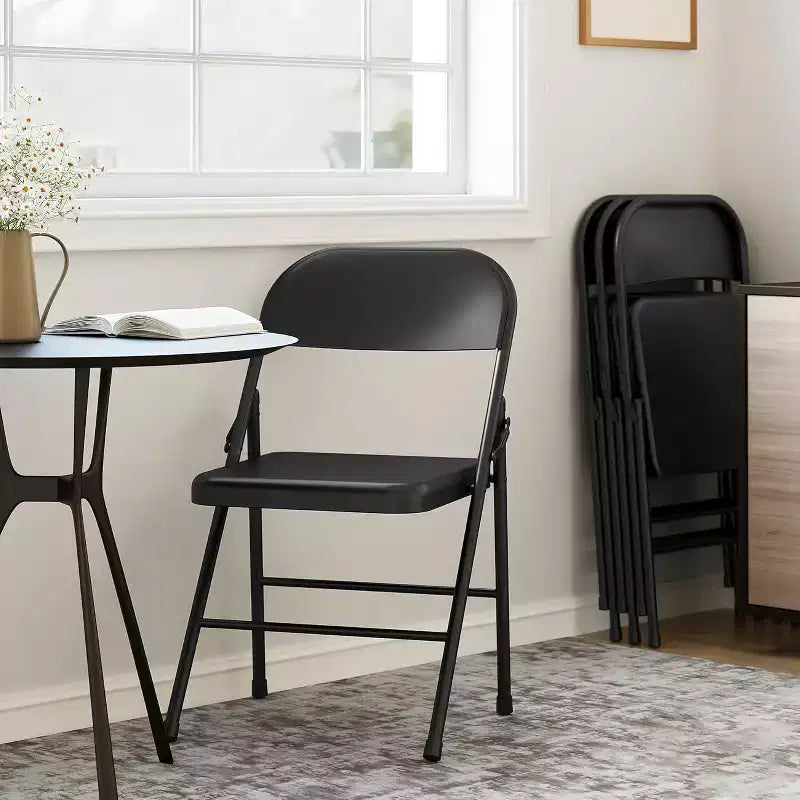Juego de 8 sillas plegables de acero con respaldo, juego de sillas de comedor plegables de metal resistente, capacidad de 158 kg, apto para interior y exterior