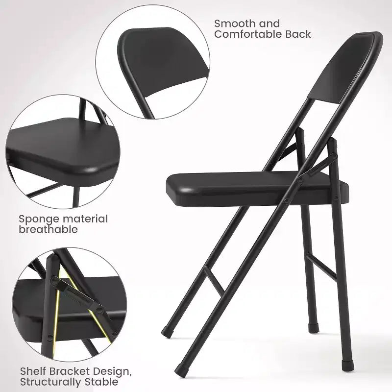 Juego de 8 sillas plegables de acero con respaldo, juego de sillas de comedor plegables de metal resistente, capacidad de 158 kg, apto para interior y exterior