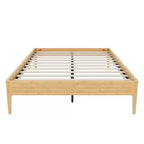 Base de Cama de Plataforma de Bambú Sólido Polibi con Soporte Central de Metal y Almacenamiento Debajo de la Cama