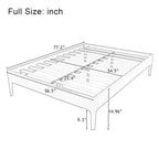 Base de Cama de Plataforma de Bambú Sólido Polibi con Soporte Central de Metal y Almacenamiento Debajo de la Cama