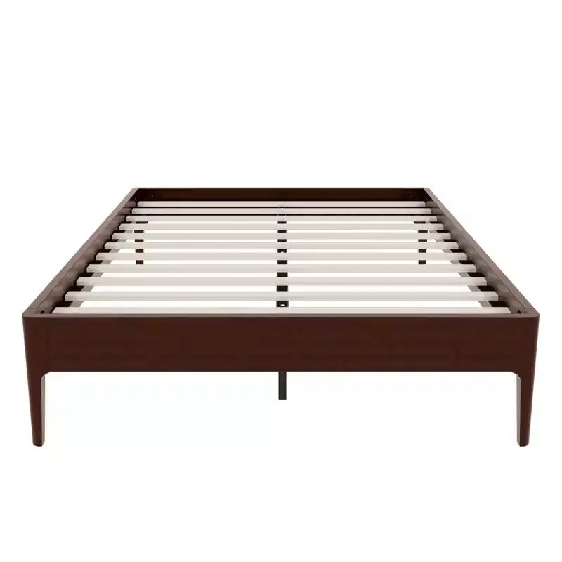 Base de Cama de Plataforma de Bambú Sólido Polibi con Soporte Central de Metal y Almacenamiento Debajo de la Cama