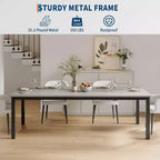 Mesa de comedor industrial de 200 cm para 8 personas, mesa de comedor larga de madera con diseño de espiga y mortaja, mesa de cocina con patas de metal resistentes, para comedor u oficina