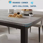 Mesa de comedor industrial de 200 cm para 8 personas, mesa de comedor larga de madera con diseño de espiga y mortaja, mesa de cocina con patas de metal resistentes, para comedor u oficina