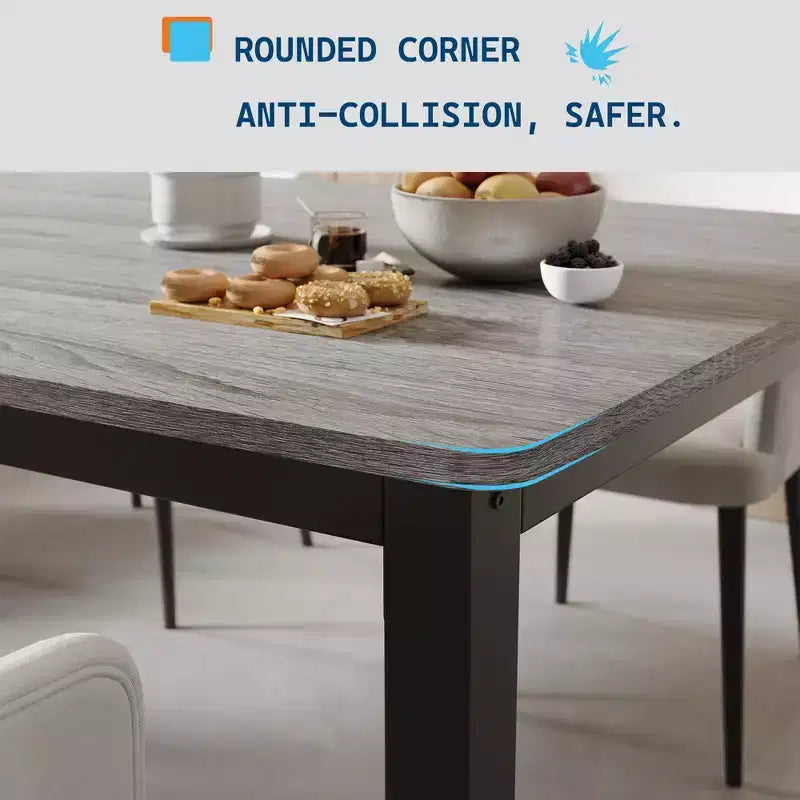 Mesa de comedor industrial de 200 cm para 8 personas, mesa de comedor larga de madera con diseño de espiga y mortaja, mesa de cocina con patas de metal resistentes, para comedor u oficina