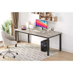 Mesa de comedor industrial de 200 cm para 8 personas, mesa de comedor larga de madera con diseño de espiga y mortaja, mesa de cocina con patas de metal resistentes, para comedor u oficina