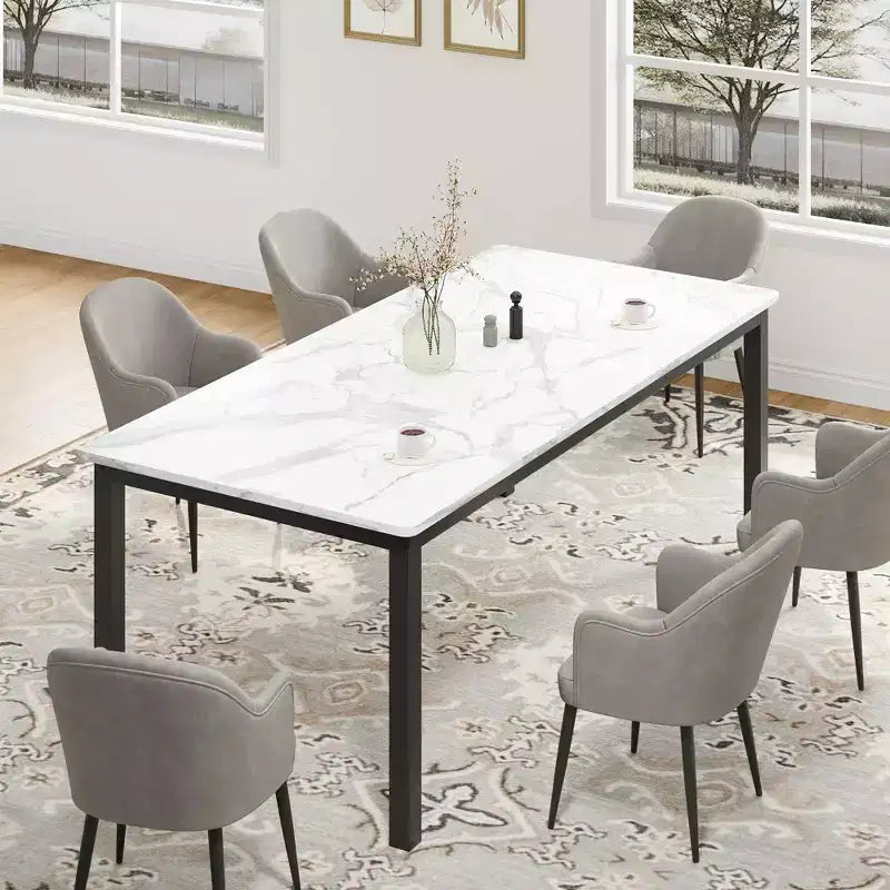 Mesa de comedor industrial de 200 cm para 8 personas, mesa de comedor larga de madera con diseño de espiga y mortaja, mesa de cocina con patas de metal resistentes, para comedor u oficina