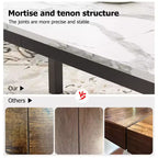 Mesa de comedor industrial de 200 cm para 8 personas, mesa de comedor larga de madera con diseño de espiga y mortaja, mesa de cocina con patas de metal resistentes, para comedor u oficina