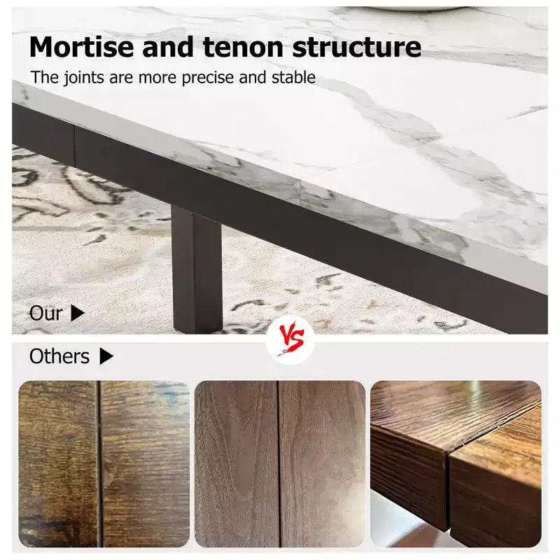 Mesa de comedor industrial de 200 cm para 8 personas, mesa de comedor larga de madera con diseño de espiga y mortaja, mesa de cocina con patas de metal resistentes, para comedor u oficina