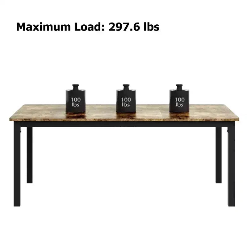Mesa de comedor industrial de 200 cm para 8 personas, mesa de comedor larga de madera con diseño de espiga y mortaja, mesa de cocina con patas de metal resistentes, para comedor u oficina