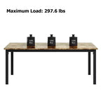 Mesa de comedor industrial de 200 cm para 8 personas, mesa de comedor larga de madera con diseño de espiga y mortaja, mesa de cocina con patas de metal resistentes, para comedor u oficina