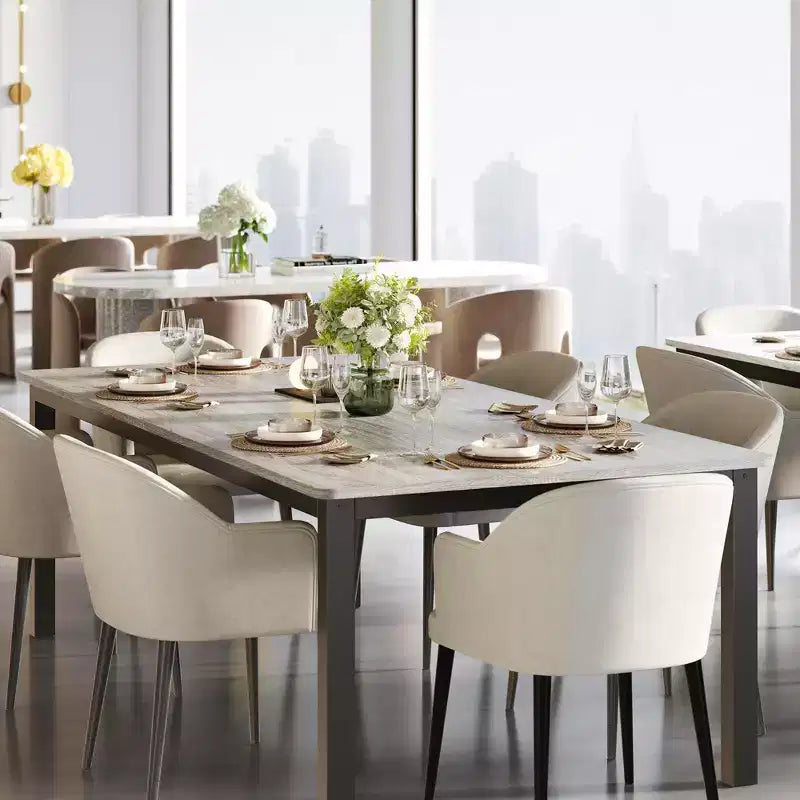 Mesa de comedor industrial de 200 cm para 8 personas, mesa de comedor larga de madera con diseño de espiga y mortaja, mesa de cocina con patas de metal resistentes, para comedor u oficina
