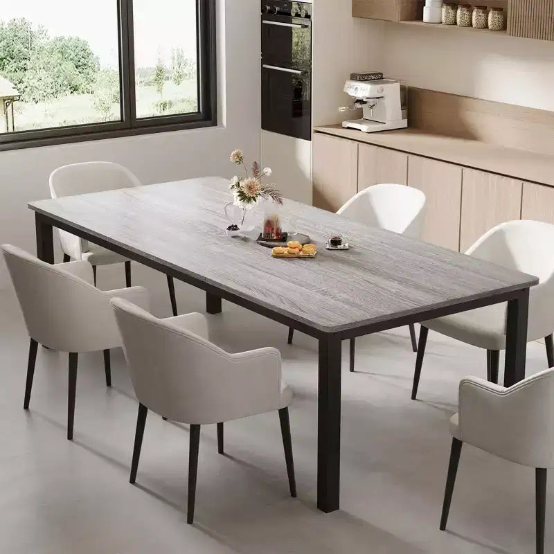 Mesa de comedor industrial de 200 cm para 8 personas, mesa de comedor larga de madera con diseño de espiga y mortaja, mesa de cocina con patas de metal resistentes, para comedor u oficina