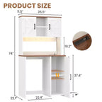 Besiost Armario de despensa de cocina con espacio para mini nevera, mueble de barra de café con estante de almacenamiento