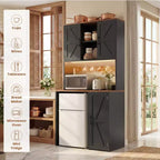Besiost Armario de despensa de cocina con espacio para mini nevera, mueble de barra de café con estante de almacenamiento