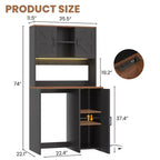Besiost Armario de despensa de cocina con espacio para mini nevera, mueble de barra de café con estante de almacenamiento