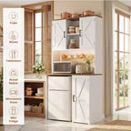 Besiost Armario de despensa de cocina con espacio para mini nevera, mueble de barra de café con estante de almacenamiento
