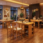 Mesa de comedor de madera maciza FurnitureR para 4 personas con estantes de almacenamiento, mesa de cocina rectangular y 4 sillas para comedor, rincón de desayuno o apartamento