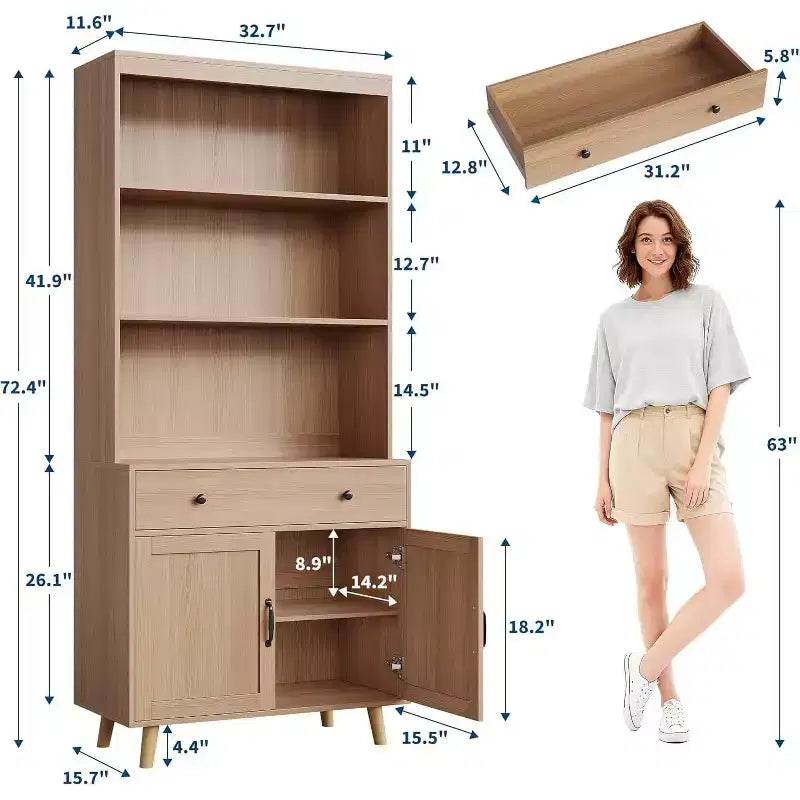 Aparador Buffet con Cajones, Mesa Consola Multifuncional para Sala de Estar, Cocina, Comedor, Almacenamiento en Oficina en Casa, Gabinete Alto
