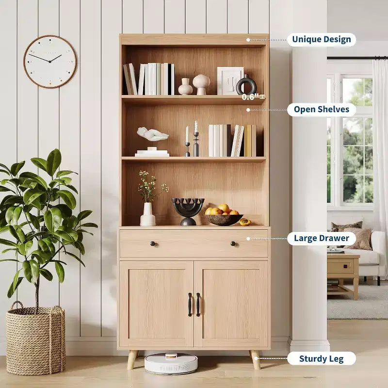 Aparador Buffet con Cajones, Mesa Consola Multifuncional para Sala de Estar, Cocina, Comedor, Almacenamiento en Oficina en Casa, Gabinete Alto