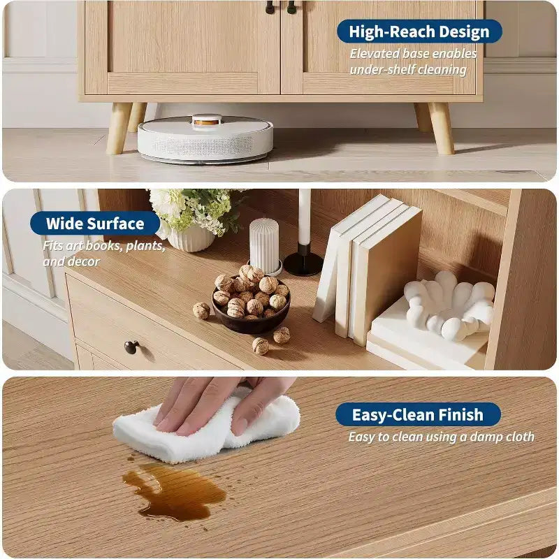 Aparador Buffet con Cajones, Mesa Consola Multifuncional para Sala de Estar, Cocina, Comedor, Almacenamiento en Oficina en Casa, Gabinete Alto