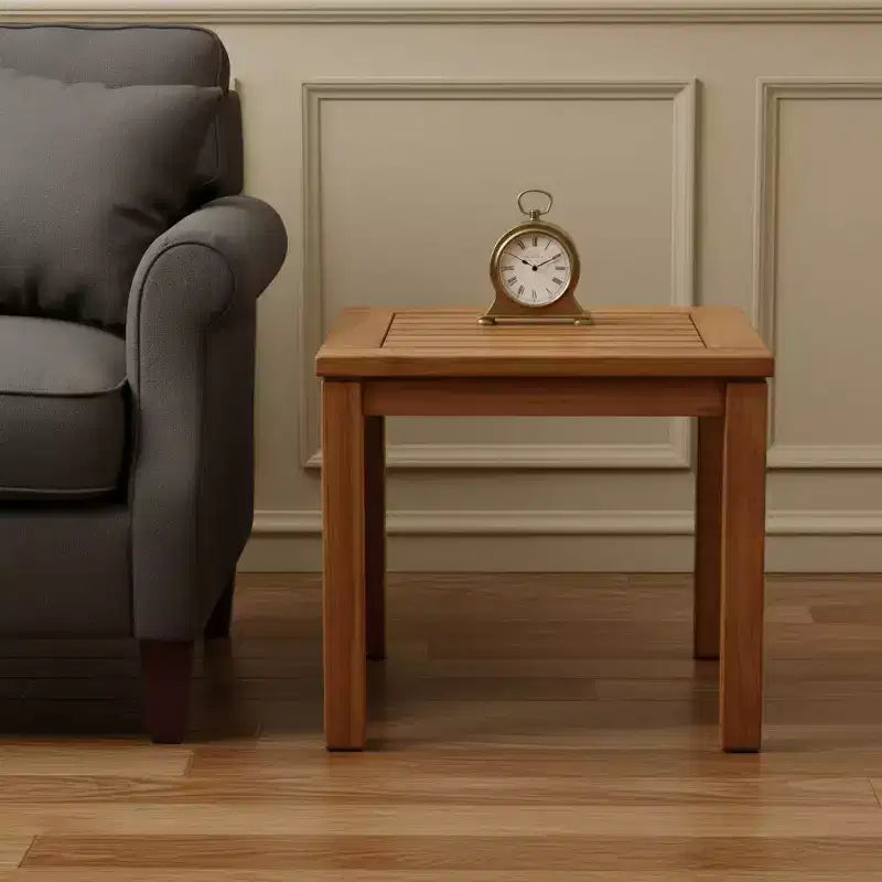 HomeRoots 18 Mesa Auxiliar Cuadrada de Madera Maciza Marrón