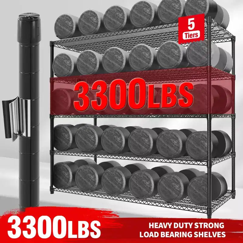 Estantería de Almacenamiento de 73 pulgadas de alto, estantería resistente de 2640 libras con ruedas y patas, estantería de garaje de 4 niveles para despensa, garaje, cocina, hogar, uso comercial