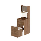 Tocador 3 en 1, tocador de maquillaje compacto, mesa de tocador, espejo de tocador de mesita de noche, joyero, silla acolchada oculta