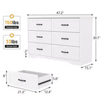 Cómoda de madera de 6 cajones con tiradores metálicos, organizador de cajones moderno estilo rústico para dormitorio y sala de estar