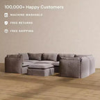 Sofá Seccional en U Modular Lavable de 6 Plazas Anabei + Otomana | Asiento Memorix+ y Almohada Contorno