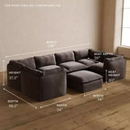 Sofá Seccional en U Modular Lavable de 6 Plazas Anabei + Otomana | Asiento Memorix+ y Almohada Contorno