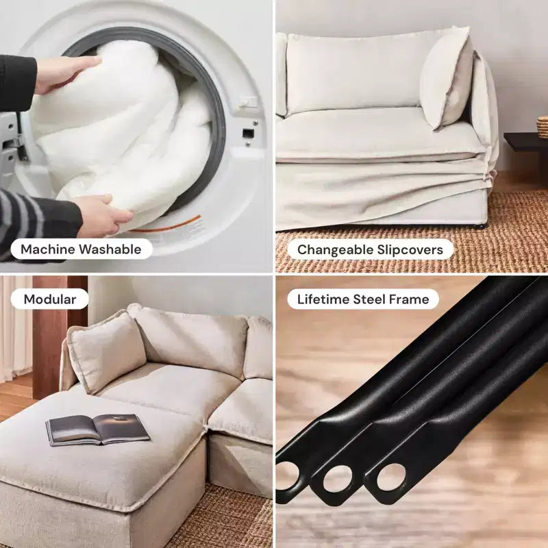 Sofá Seccional en U Modular Lavable de 6 Plazas Anabei + Otomana | Asiento Memorix+ y Almohada Contorno