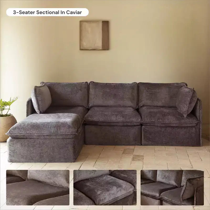 Sofá Seccional en U Modular Lavable de 6 Plazas Anabei + Otomana | Asiento Memorix+ y Almohada Contorno