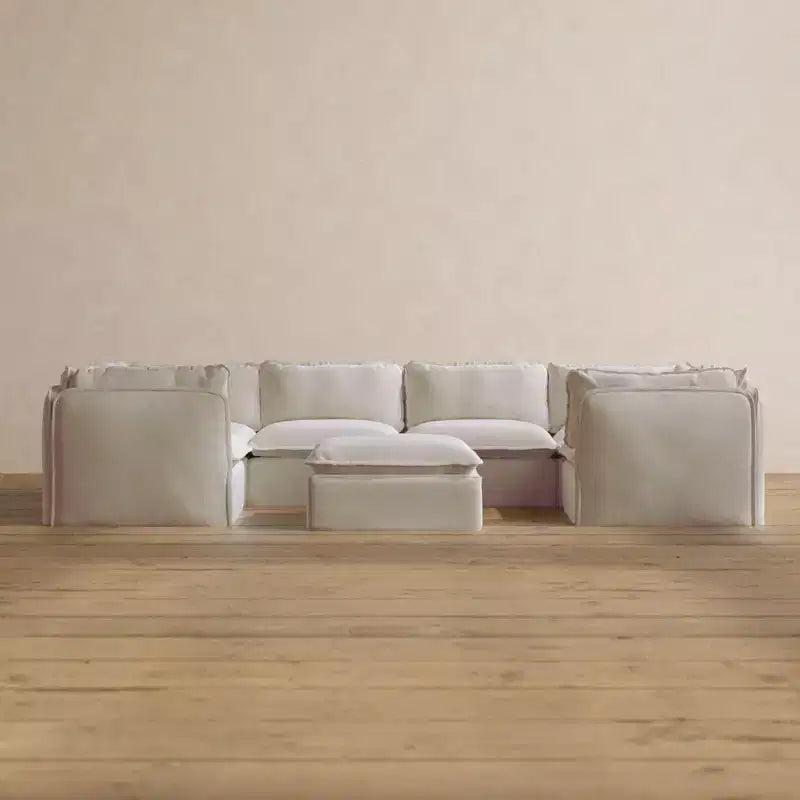 Sofá Seccional en U Modular Lavable de 6 Plazas Anabei + Otomana | Asiento Memorix+ y Almohada Contorno